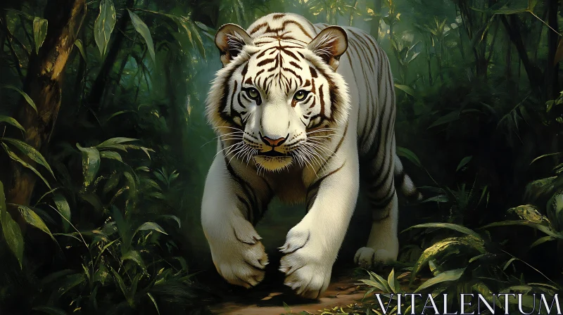 Striking White Bengal Tiger Portrait AI Image