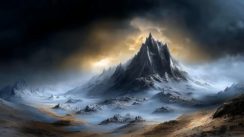 Majestic Peaks: A Winter Mountainscape