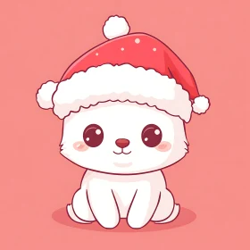 Cartoon Puppy Wearing Santa Hat