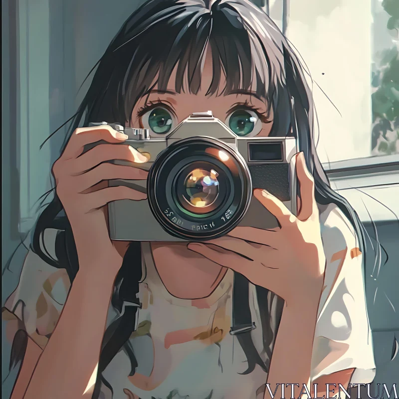 Girl with Camera Art Portrait AI Image