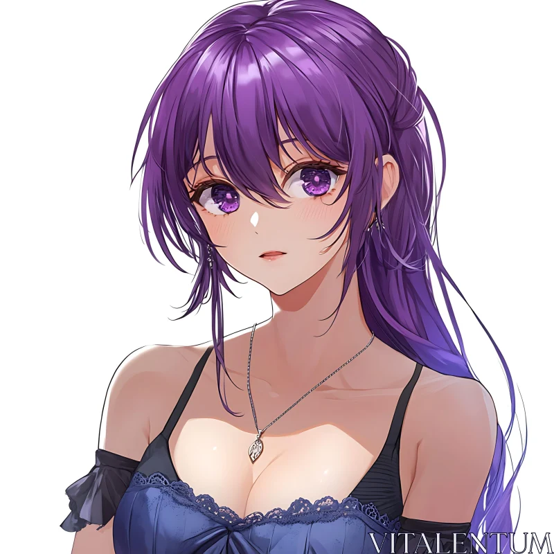 AI ART Anime Portrait of a Purple Haired Character