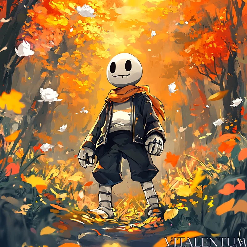 Animated Character in a Sunlit Autumn Scene AI Image