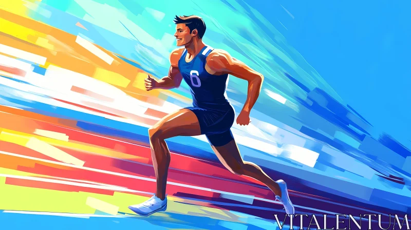 AI ART Dynamic Runner in Motion: Colorful Athletic Artwork