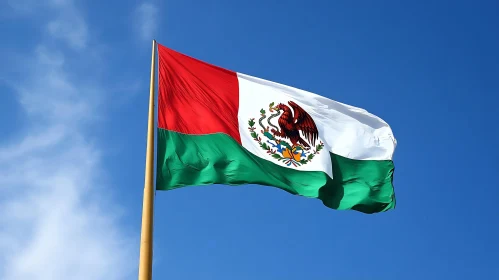 Patriotic Display: Mexican Flag in the Wind