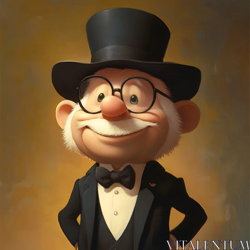 AI ART Whimsical Man with Mustache and Glasses