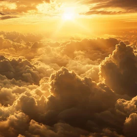 Celestial Cloudscape in Golden Light