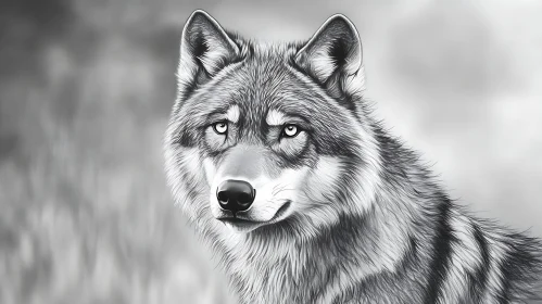 Striking Wolf Image in Black and White