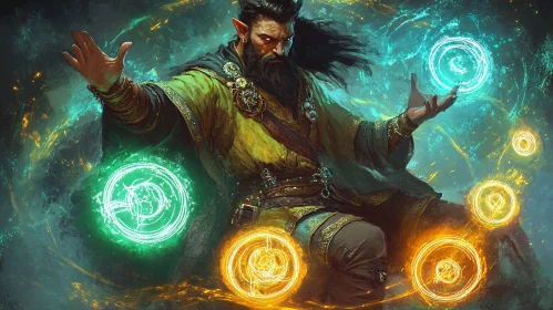 Mystical Elf Conjurer with Arcane Orbs