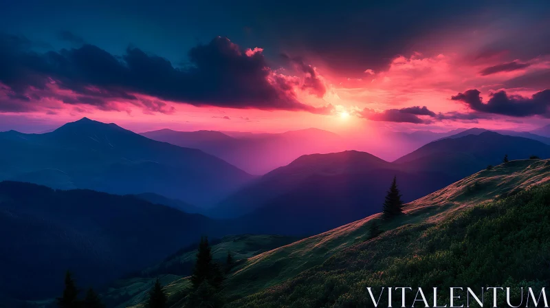 Mountain Sunset Landscape Photography AI Image