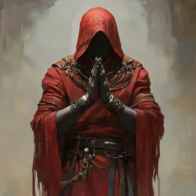 Mysterious Red-Robed Character Illustration