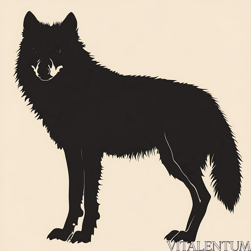 AI ART Black Wolf Silhouette Illustration