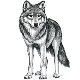 Monochrome Wolf Drawing - Predator Portrait