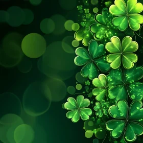 Green Clovers and Bokeh Art