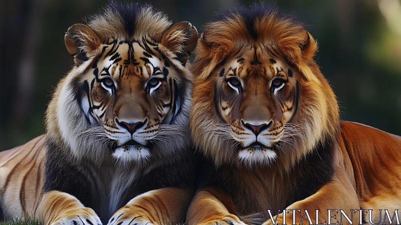 Lion and Tiger: A Study in Contrast AI Image