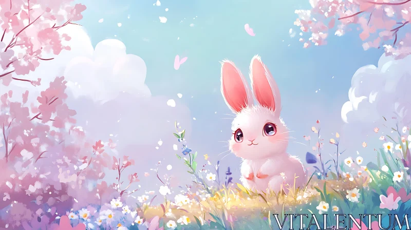 AI ART Pastel Dreams: A Bunny's Floral Paradise