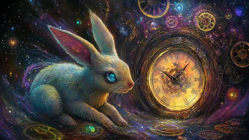 Surreal Rabbit with Clockwork Universe
