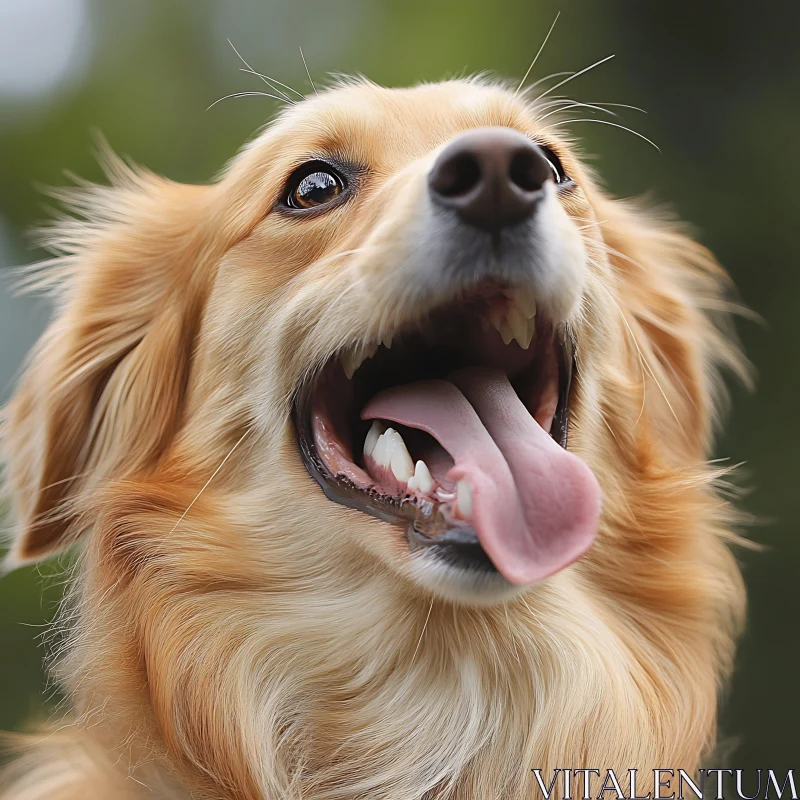 Excited Golden Dog Close-up AI Image