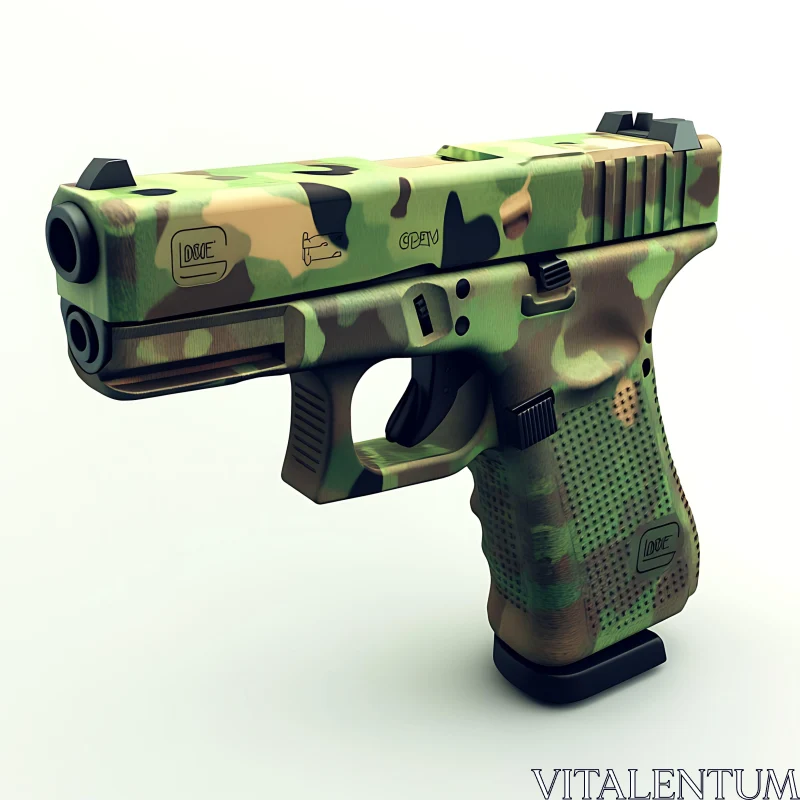 Camouflage Design Pistol for Military Use AI Image