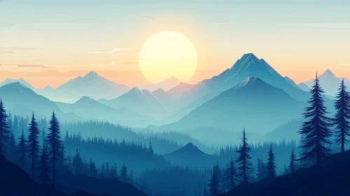Peaceful Mountain Landscape with Forest