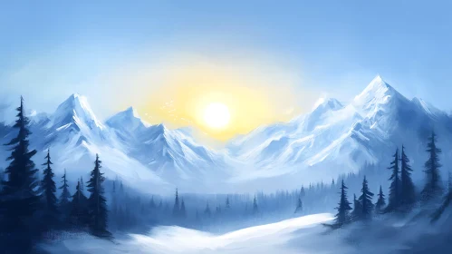 Winter Mountain Vista Painting