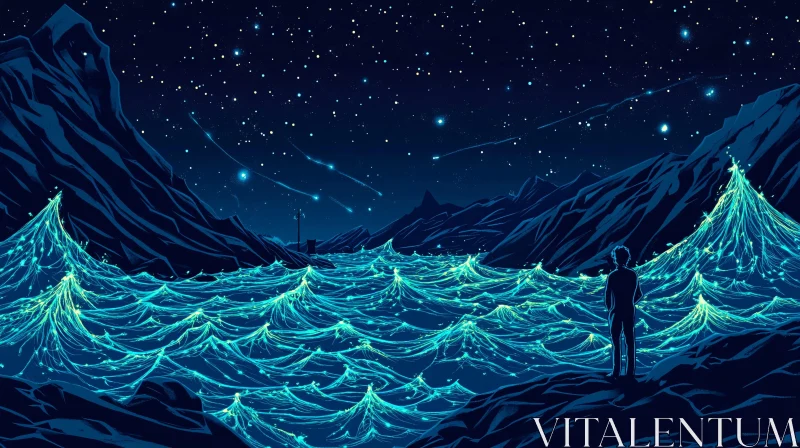 AI ART Glowing Sea Under Starry Skies