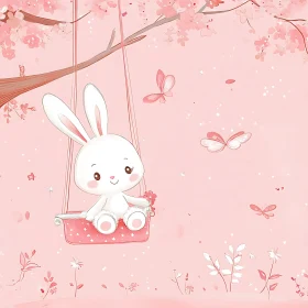 Pink Dream: Rabbit and Butterflies