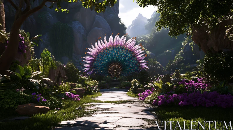 AI ART Peacock Sculpture in Forest