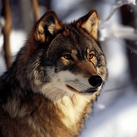 Serene Wolf in Winter Landscape