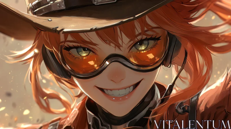 AI ART Vivid Anime Character Smiling in Goggles