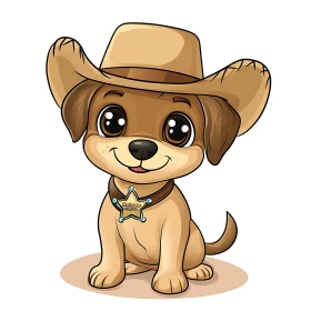 Charming Sheriff Puppy Cartoon