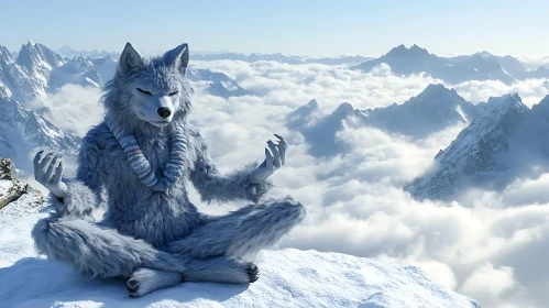 Zen Wolf Above the Clouds