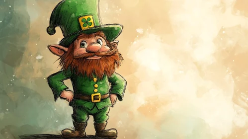 Cartoon Leprechaun with Clover