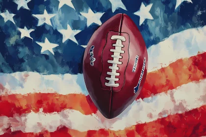 American Football and USA Flag Painting