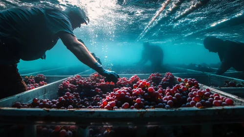 Submerged Vineyard: Harvesting Grapes Under Water