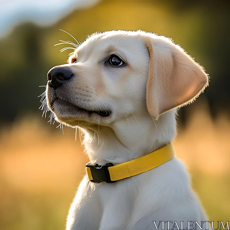 Close-Up Portrait of a Labrador Puppy AI Image