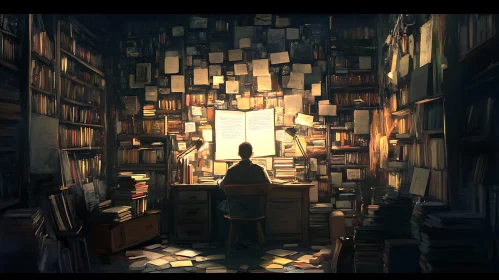 Scholar's Retreat: Immersed in Literary Pursuits