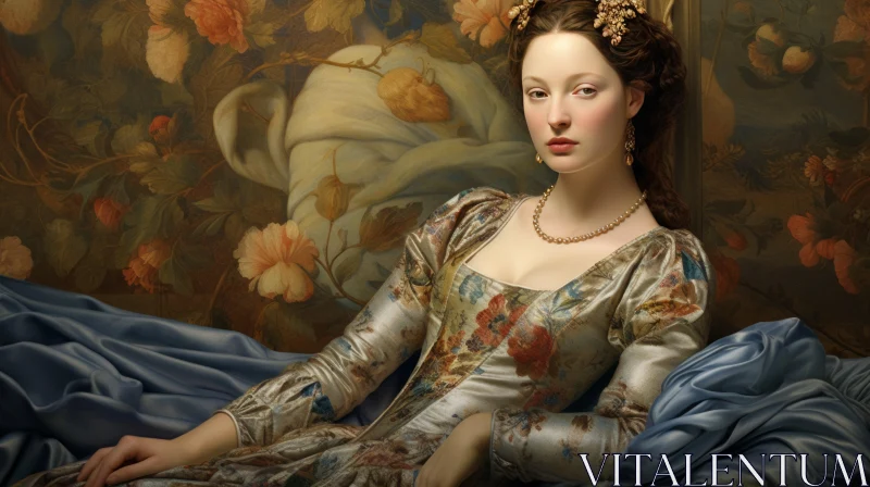 Renaissance-Inspired Lady Portrait: Timeless Beauty & Exquisite Detail AI Image