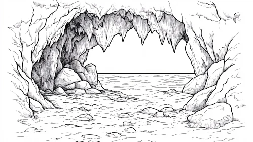 Seaside Cave Entrance Sketch