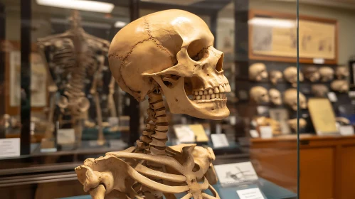 Human Skeleton in Glass Case