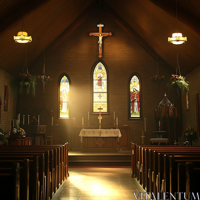 Sunlit Sanctuary: A Peaceful Church Interior