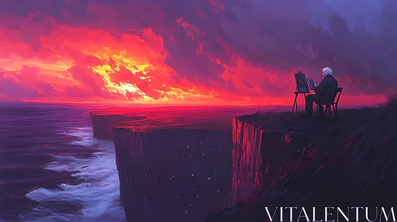 Coastal Artist at Sunset Painting
