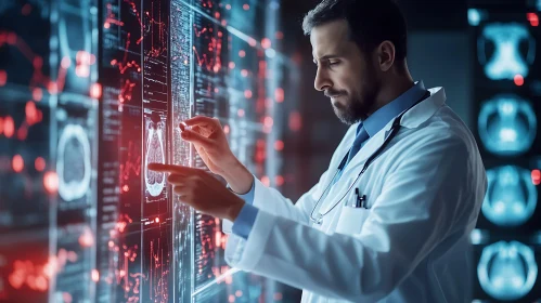 Medical Professional Reviewing Brain Scan Data