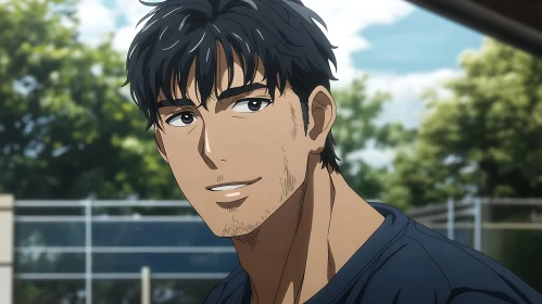 Outdoor Anime Character Portrait with Trees