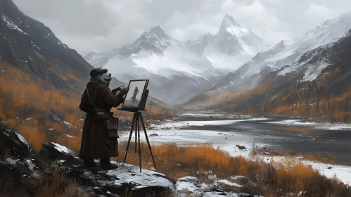 Mountain Landscape Painting by Bear