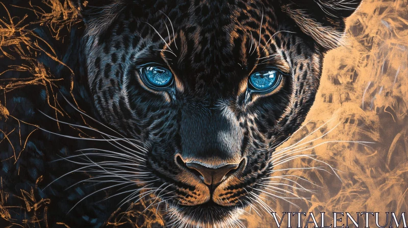 Panther Portrait with Piercing Blue Eyes