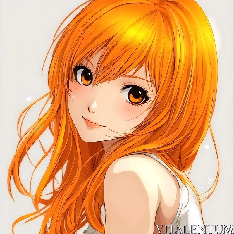 Illustration of an Anime Girl with Orange Hair