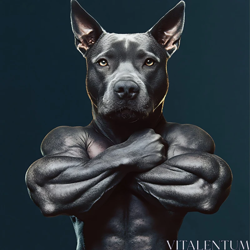 Sculpted Canine Robot with Muscular Build AI Image
