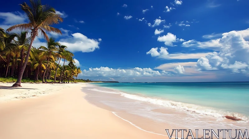 Tropical Beach Paradise with Turquoise Water AI Image