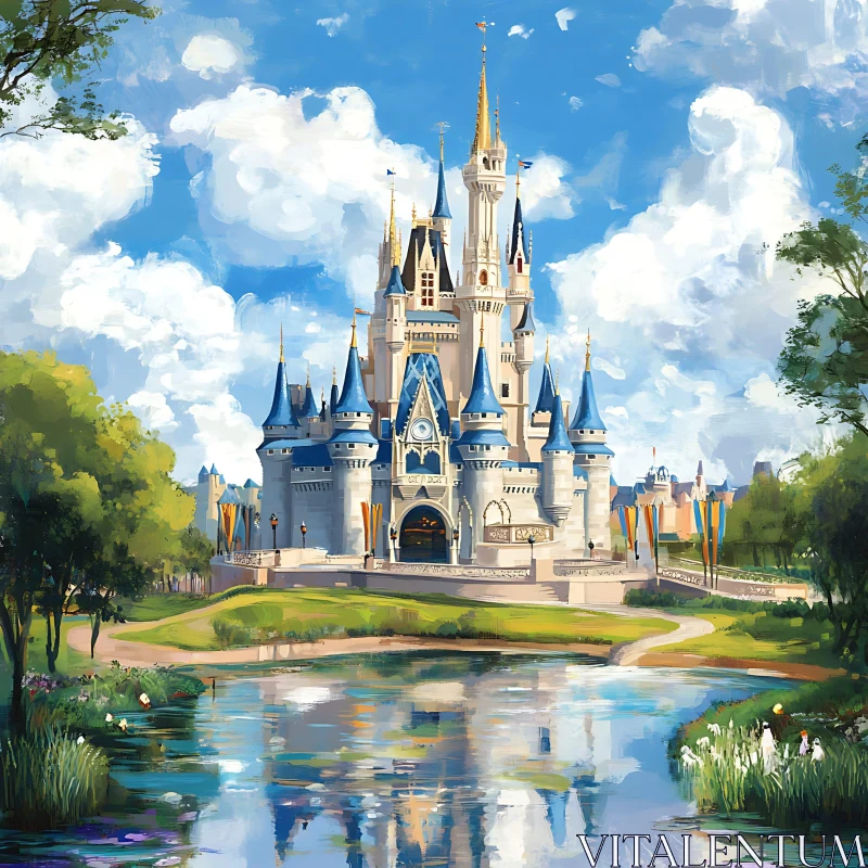 Fairytale Castle Reflecting in Calm Waters