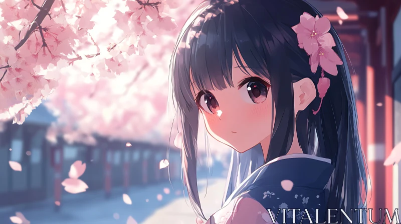 Cherry Blossom Anime Portrait of a Girl